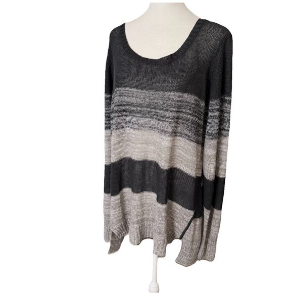 Eileen Fisher Woman Plus Size 2X Knit Sweater Tunic Organic Linen Popover Gray - Picture 8 of 12